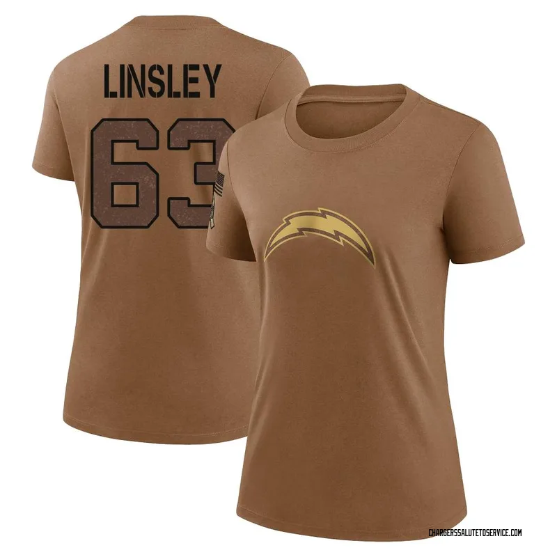Women's Corey Linsley Los Angeles Chargers Legend Brown 2023 Salute To Service Performance T-Shirt