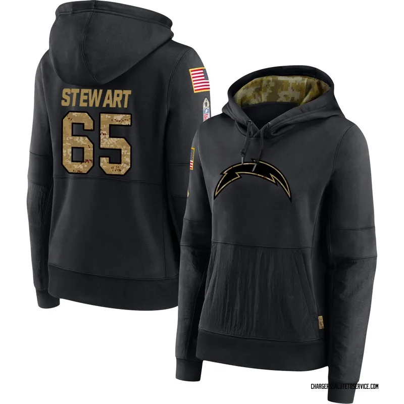 Women's Corey Stewart Los Angeles Chargers Black 2020 Salute to Service Sideline Performance Pullover Hoodie