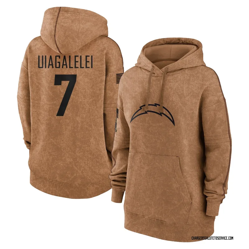 Women's DJ Uiagalelei Los Angeles Chargers Brown 2023 Salute To Service Pullover Hoodie