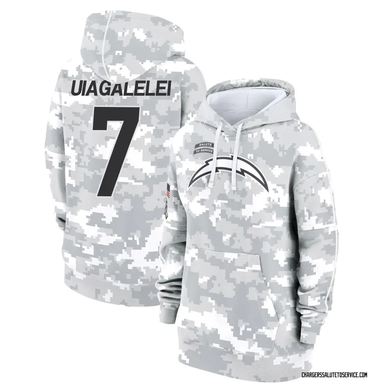 Women's DJ Uiagalelei Los Angeles Chargers Camo Arctic 2024 Salute to Service Club Fleece Pullover Hoodie