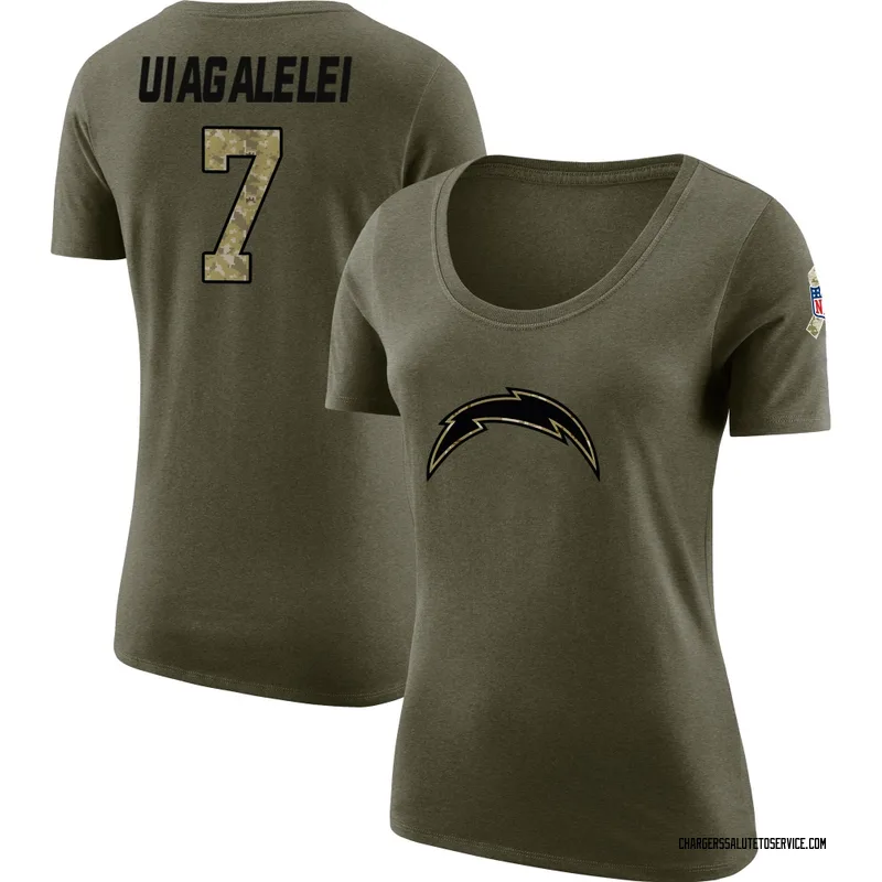 Women's DJ Uiagalelei Los Angeles Chargers Legend Olive Salute to Service Scoop Neck T-Shirt