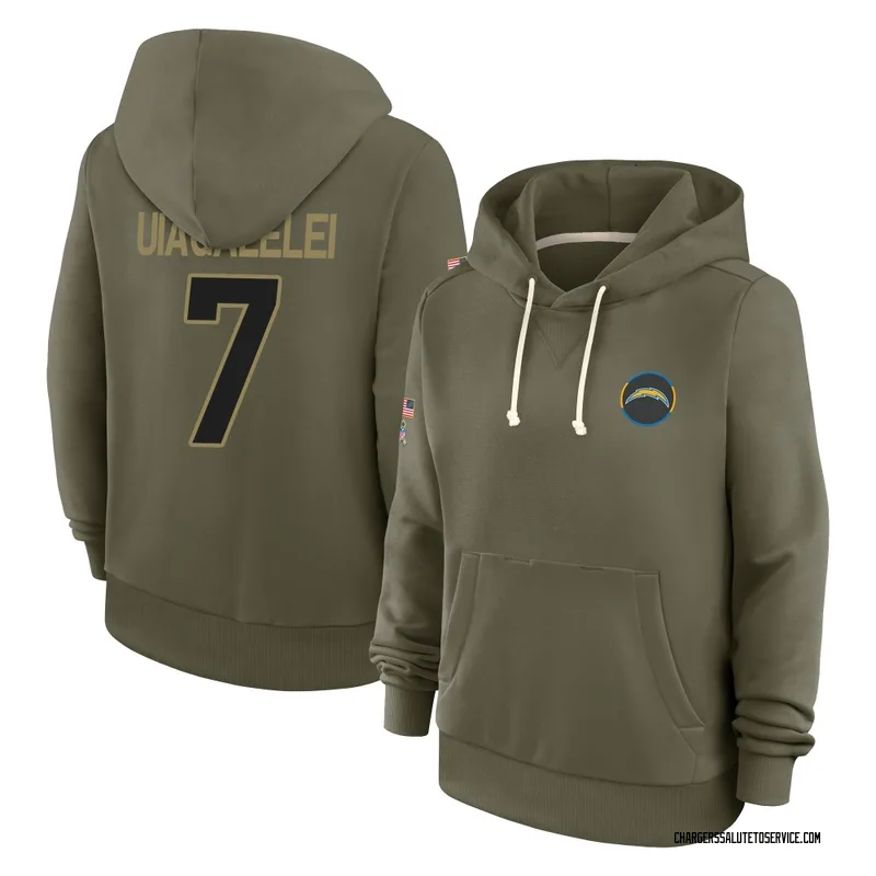 Women's DJ Uiagalelei Los Angeles Chargers Olive 2025 Salute to Service Hoodie