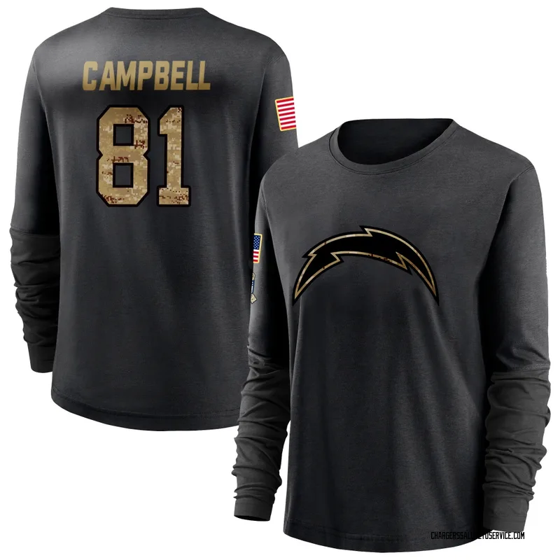 Women's Dalevon Campbell Los Angeles Chargers Black 2020 Salute To Service Sideline Performance Long Sleeve T-Shirt