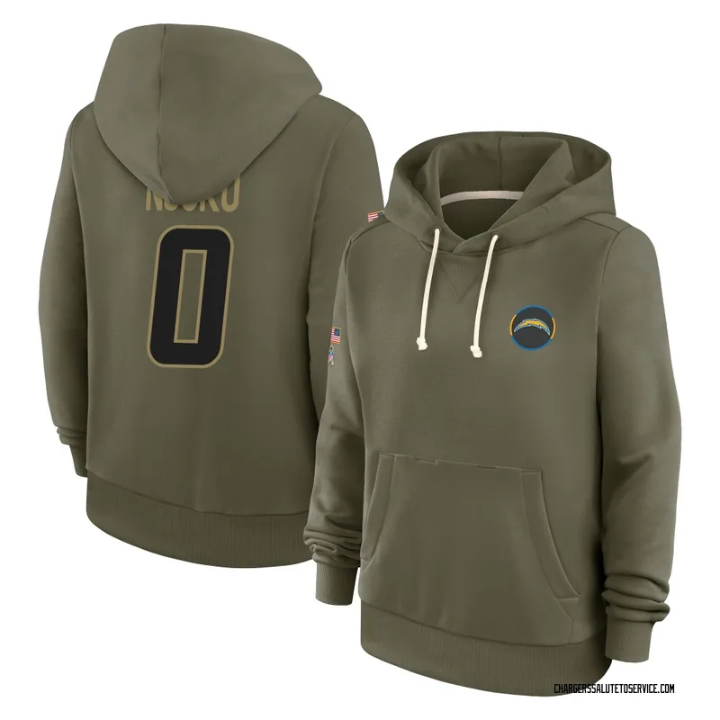 Women's David Njoku Los Angeles Chargers Olive 2025 Salute to Service Hoodie