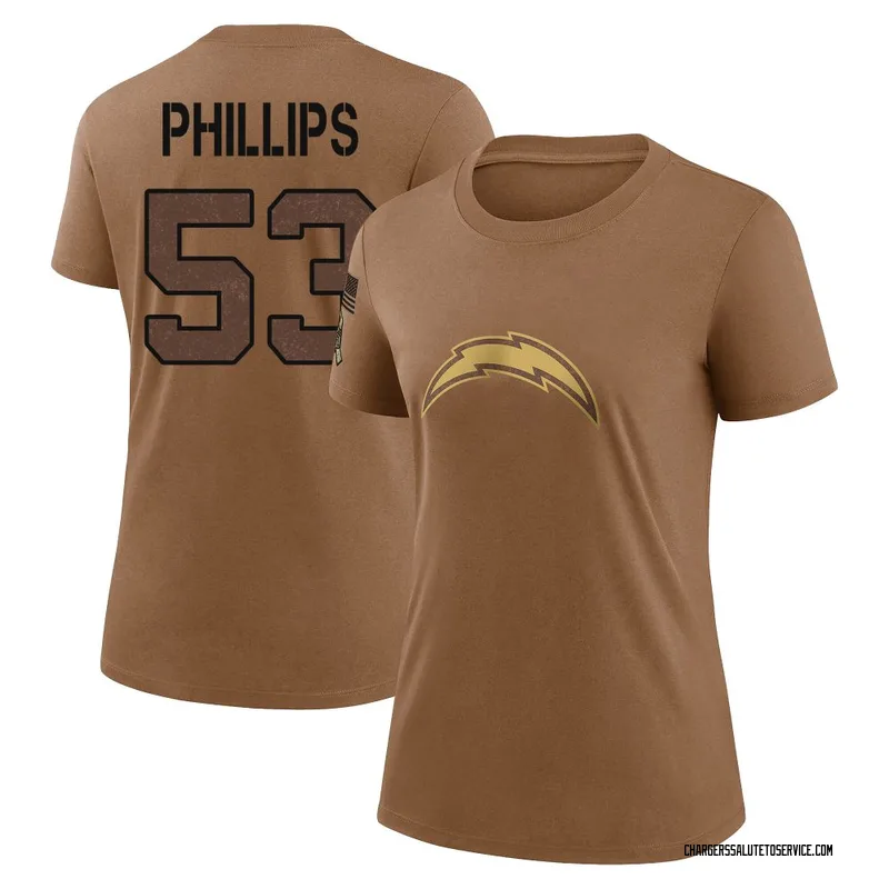 Women's Del'Shawn Phillips Los Angeles Chargers Legend Brown 2023 Salute To Service Performance T-Shirt