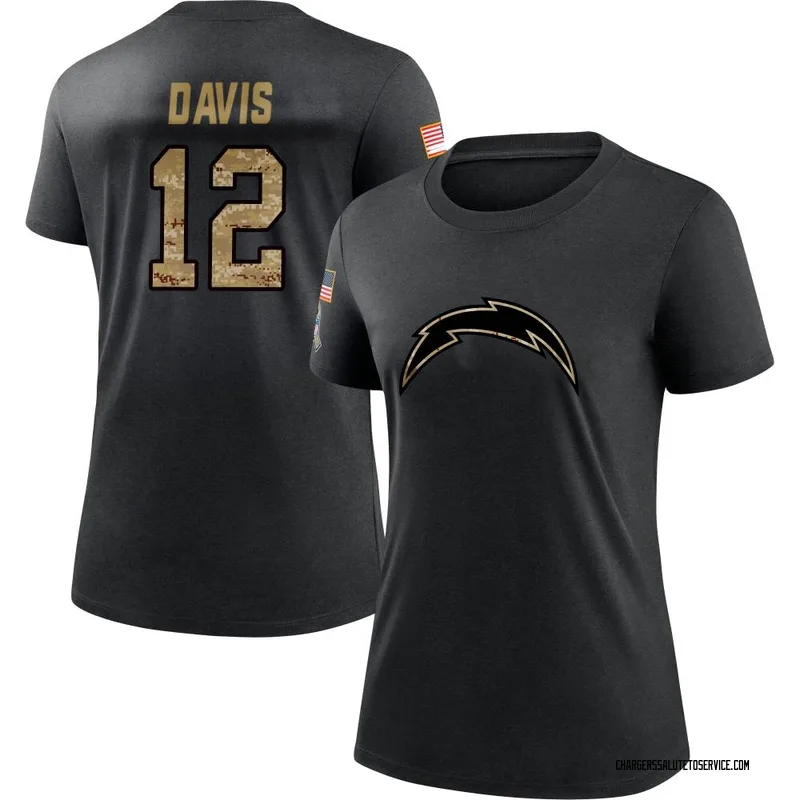 Women's Derius Davis Los Angeles Chargers Black 2020 Salute To Service Performance T-Shirt