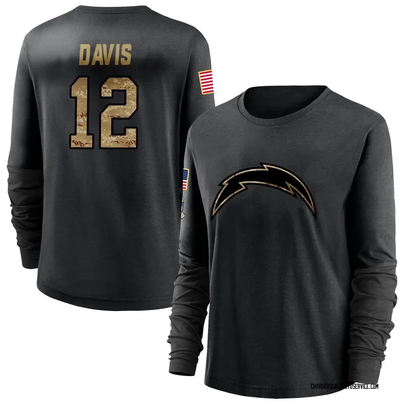 Women's Derius Davis Los Angeles Chargers Black 2020 Salute To Service Sideline Performance Long Sleeve T-Shirt