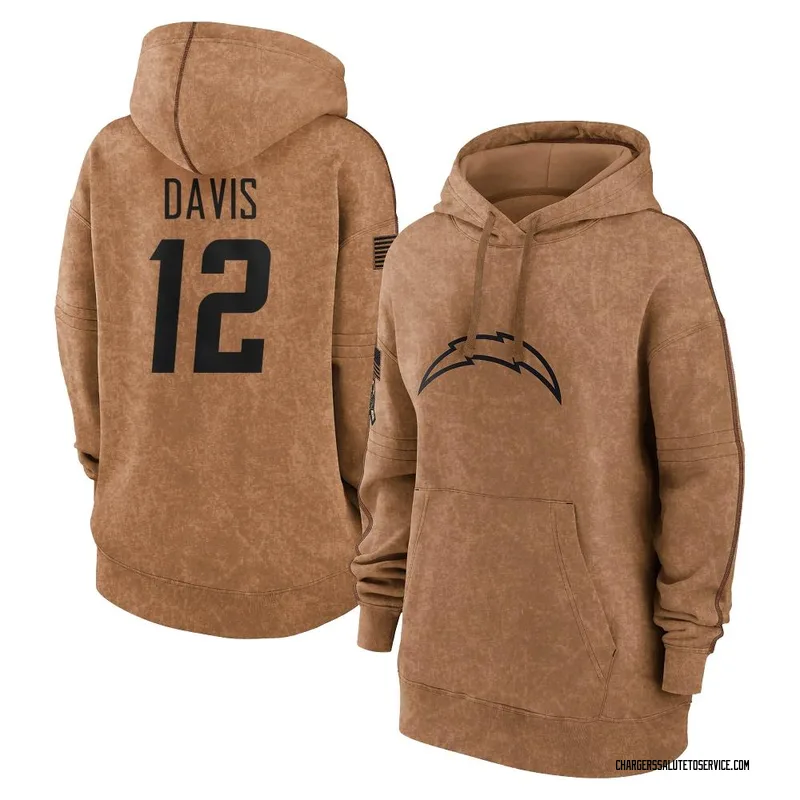 Women's Derius Davis Los Angeles Chargers Brown 2023 Salute To Service Pullover Hoodie