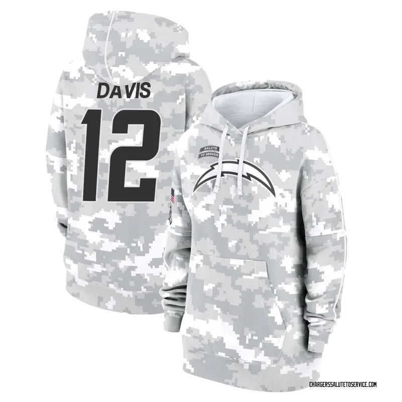 Women's Derius Davis Los Angeles Chargers Camo Arctic 2024 Salute to Service Club Fleece Pullover Hoodie
