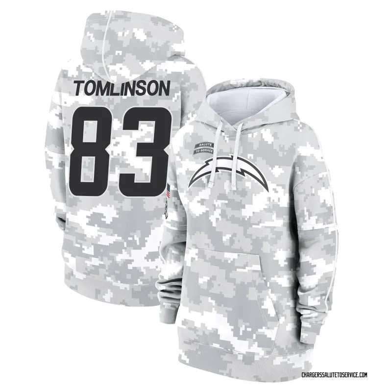 Women's Eric Tomlinson Los Angeles Chargers Camo Arctic 2024 Salute to Service Club Fleece Pullover Hoodie