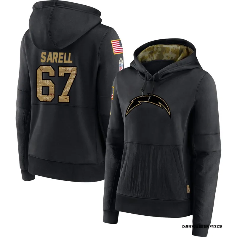 Women's Foster Sarell Los Angeles Chargers Black 2020 Salute to Service Sideline Performance Pullover Hoodie
