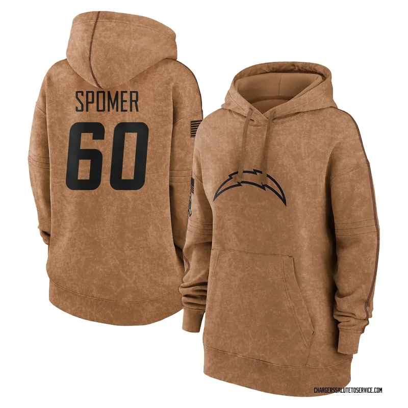 Women's Jacob Spomer Los Angeles Chargers Brown 2023 Salute To Service Pullover Hoodie