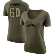 Women's Jacob Spomer Los Angeles Chargers Legend Olive Salute to Service Scoop Neck T-Shirt