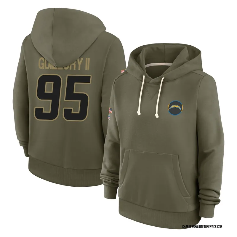 Women's Jacobian Guillory II Los Angeles Chargers Olive 2025 Salute to Service Hoodie