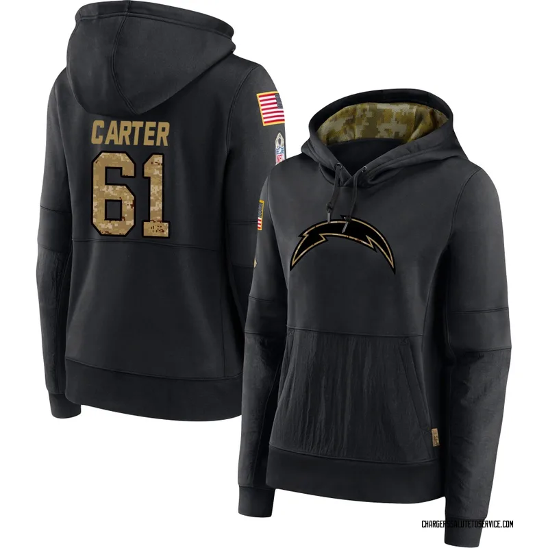 Women's Jahmeer Carter Los Angeles Chargers Black 2020 Salute to Service Sideline Performance Pullover Hoodie
