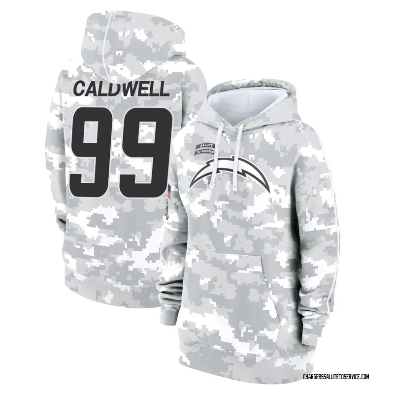 Women's Jamaree Caldwell Los Angeles Chargers Camo Arctic 2024 Salute to Service Club Fleece Pullover Hoodie