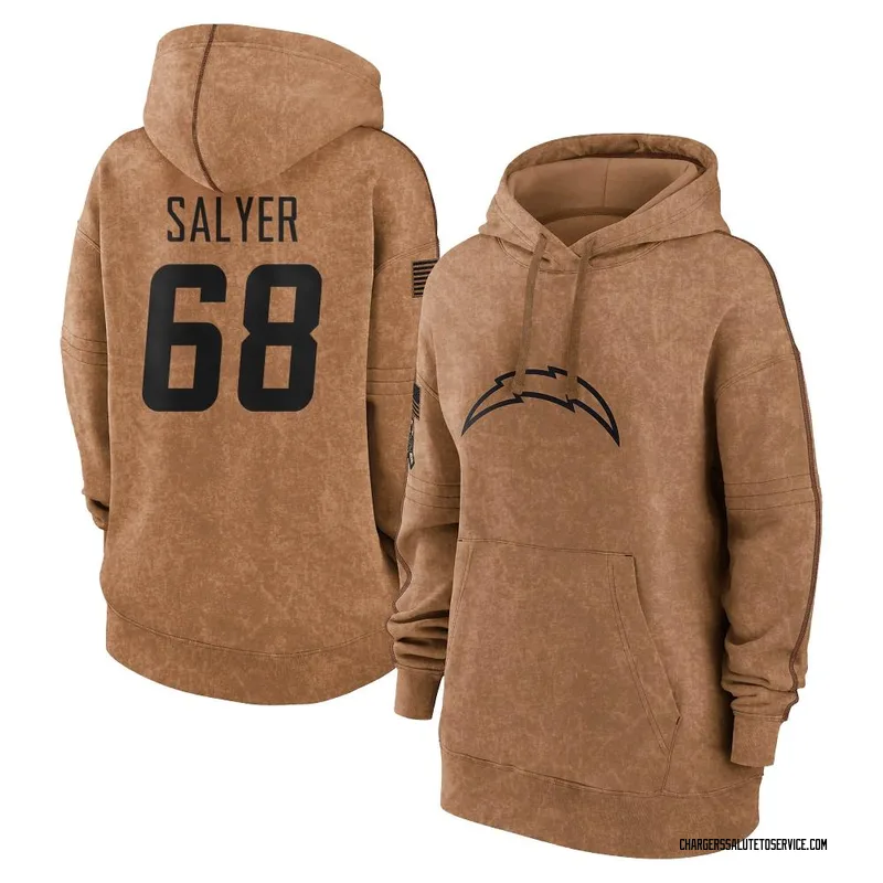 Women's Jamaree Salyer Los Angeles Chargers Brown 2023 Salute To Service Pullover Hoodie