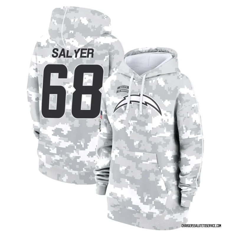 Women's Jamaree Salyer Los Angeles Chargers Camo Arctic 2024 Salute to Service Club Fleece Pullover Hoodie
