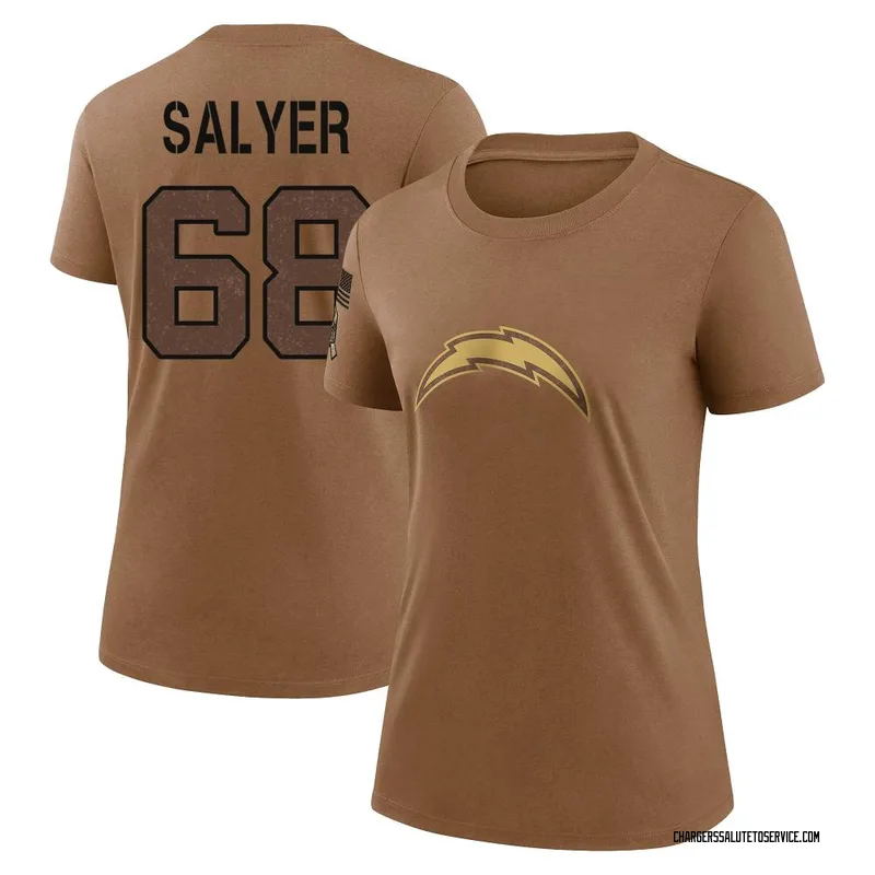 Women's Jamaree Salyer Los Angeles Chargers Legend Brown 2023 Salute To Service Performance T-Shirt