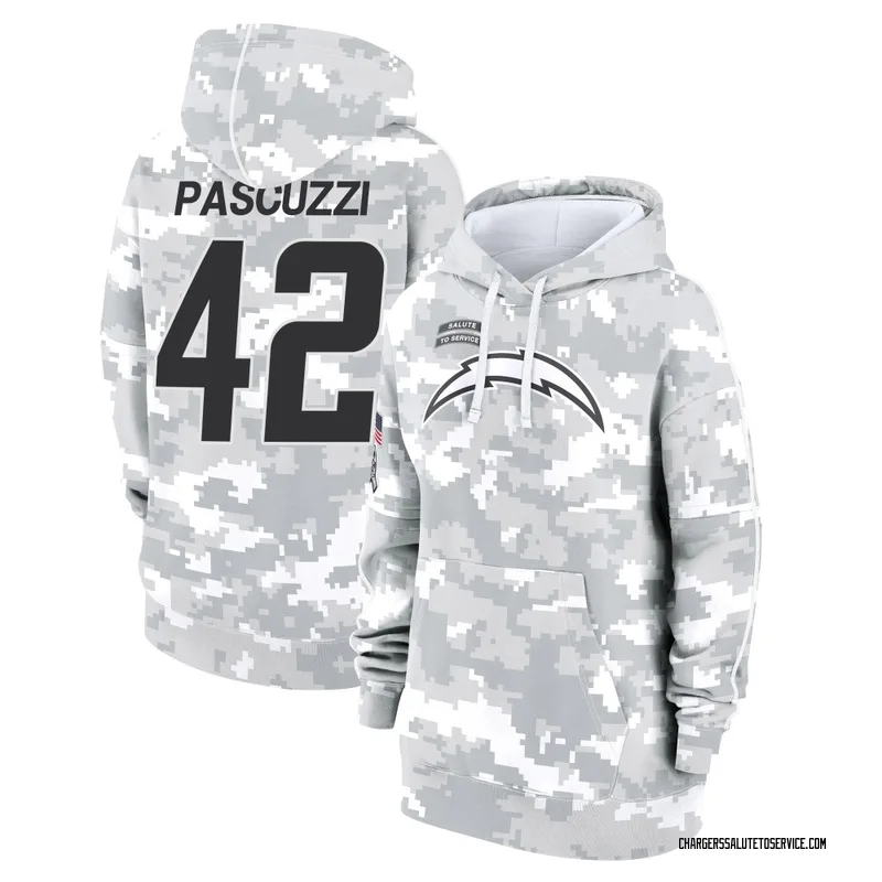 Women's Johnny Pascuzzi Los Angeles Chargers Camo Arctic 2024 Salute to Service Club Fleece Pullover Hoodie