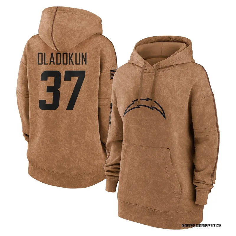 Women's Jordan Oladokun Los Angeles Chargers Brown 2023 Salute To Service Pullover Hoodie