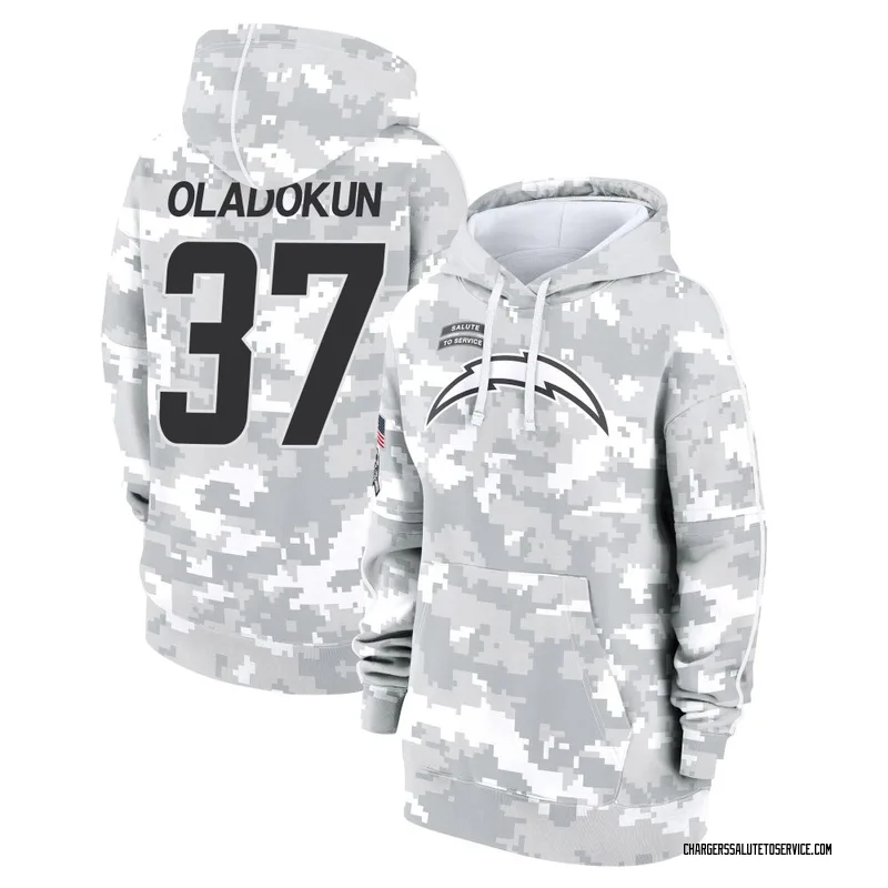 Women's Jordan Oladokun Los Angeles Chargers Camo Arctic 2024 Salute to Service Club Fleece Pullover Hoodie