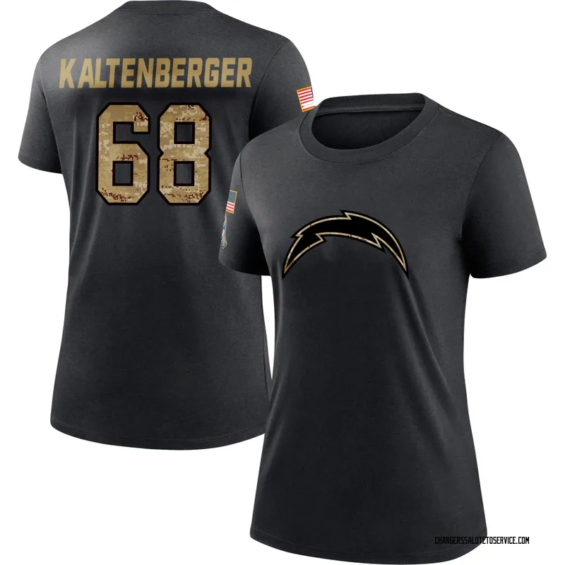 Women's Josh Kaltenberger Los Angeles Chargers Black 2020 Salute To Service Performance T-Shirt