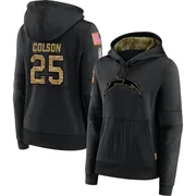 Women's Junior Colson Los Angeles Chargers Black 2020 Salute to Service Sideline Performance Pullover Hoodie