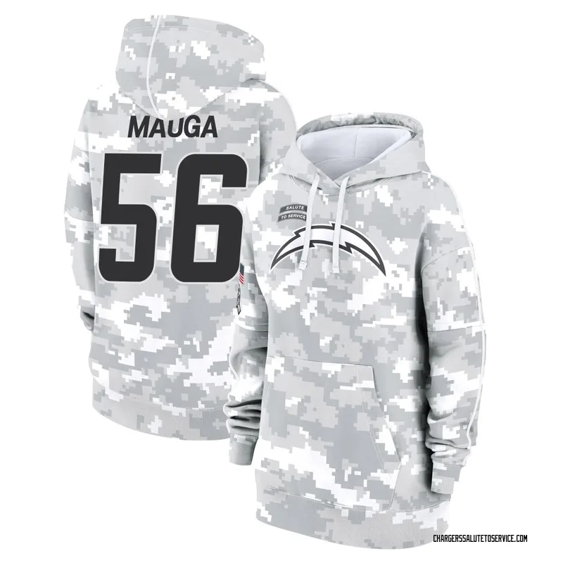 Women's Kana'i Mauga Los Angeles Chargers Camo Arctic 2024 Salute to Service Club Fleece Pullover Hoodie