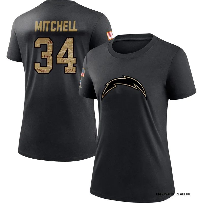 Women's Keaton Mitchell Los Angeles Chargers Black 2020 Salute To Service Performance T-Shirt
