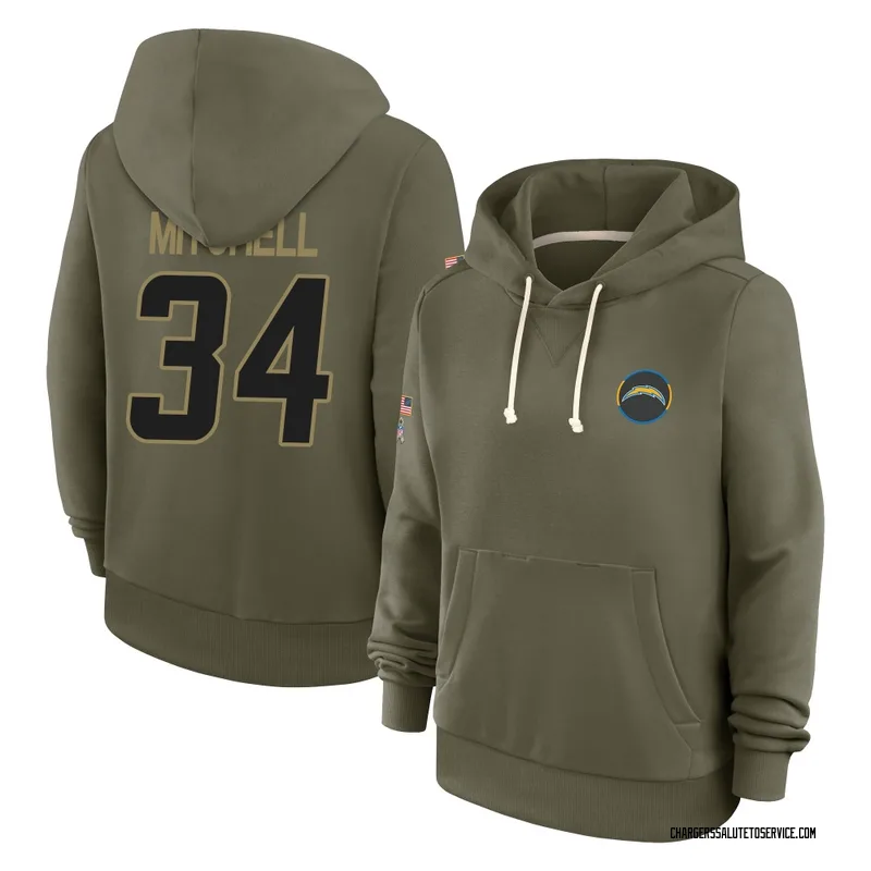 Women's Keaton Mitchell Los Angeles Chargers Olive 2025 Salute to Service Hoodie