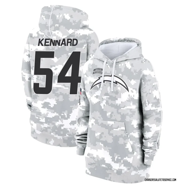 Women's Kyle Kennard Los Angeles Chargers Camo Arctic 2024 Salute to Service Club Fleece Pullover Hoodie