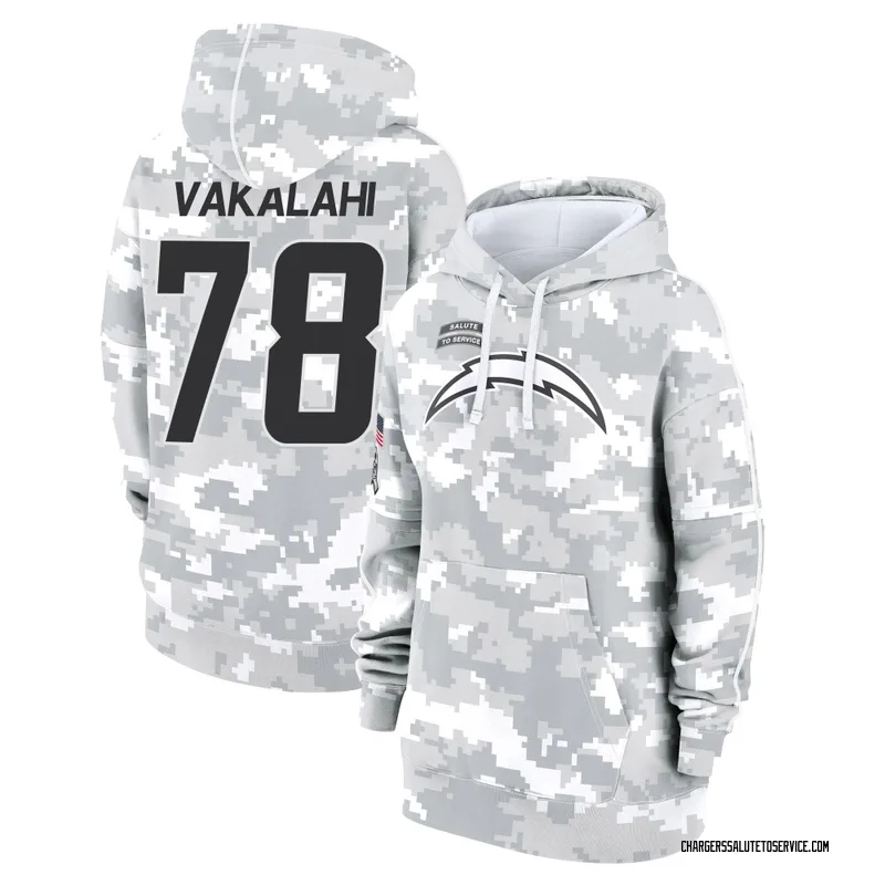 Women's Laekin Vakalahi Los Angeles Chargers Camo Arctic 2024 Salute to Service Club Fleece Pullover Hoodie