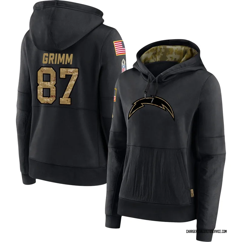 Women's Luke Grimm Los Angeles Chargers Black 2020 Salute to Service Sideline Performance Pullover Hoodie