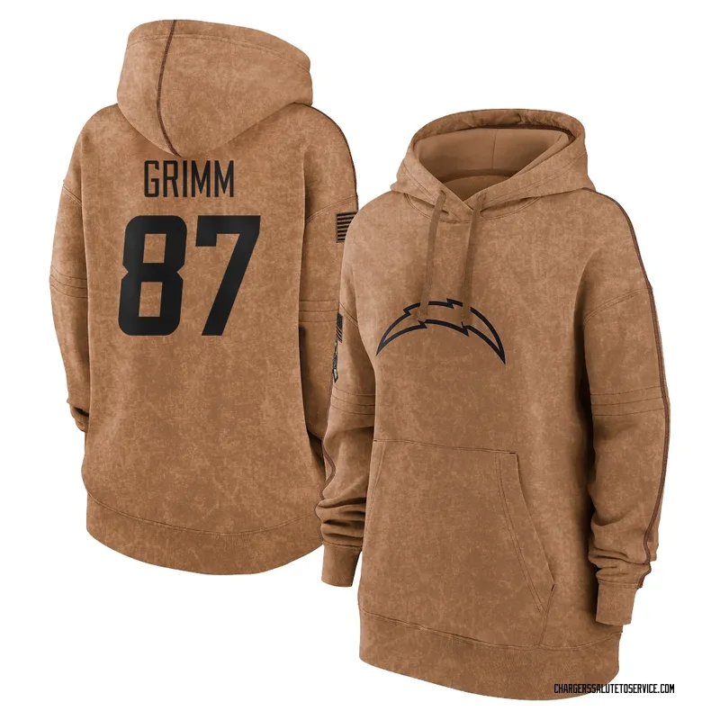 Women's Luke Grimm Los Angeles Chargers Brown 2023 Salute To Service Pullover Hoodie