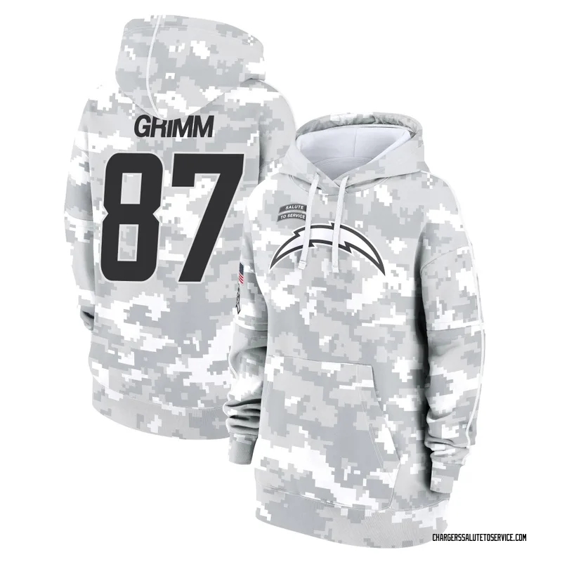 Women's Luke Grimm Los Angeles Chargers Camo Arctic 2024 Salute to Service Club Fleece Pullover Hoodie