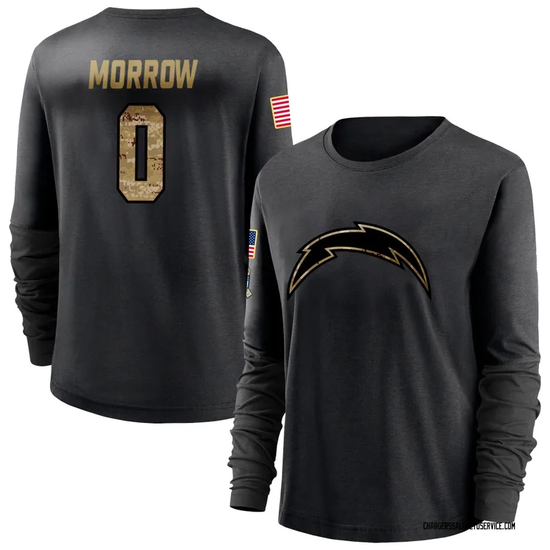 Women's Mante Morrow Los Angeles Chargers Black 2020 Salute To Service Sideline Performance Long Sleeve T-Shirt