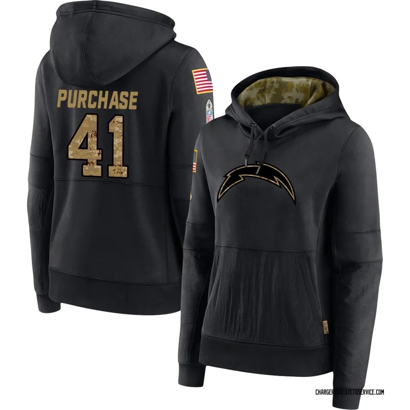 Women's Myles Purchase Los Angeles Chargers Black 2020 Salute to Service Sideline Performance Pullover Hoodie
