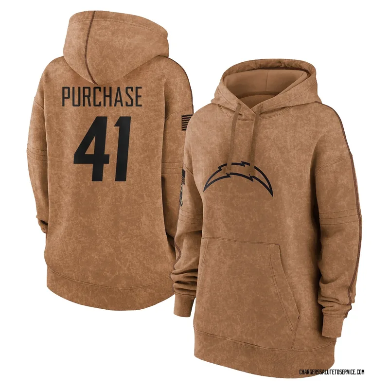Women's Myles Purchase Los Angeles Chargers Brown 2023 Salute To Service Pullover Hoodie