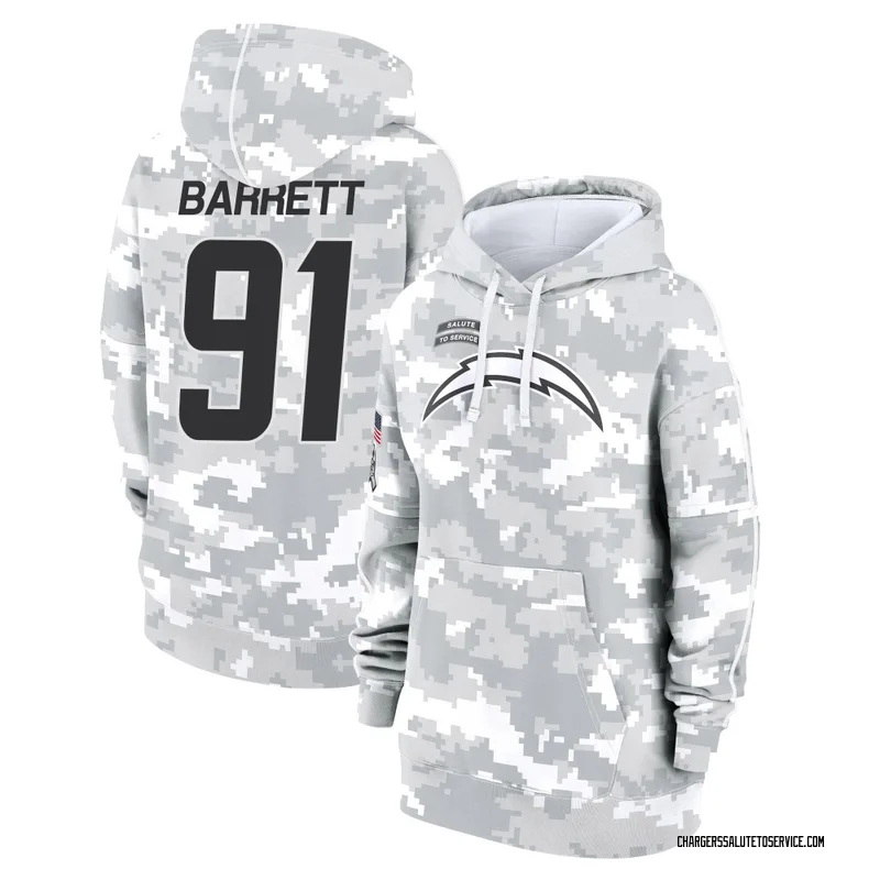 Women's Nick Barrett Los Angeles Chargers Camo Arctic 2024 Salute to Service Club Fleece Pullover Hoodie