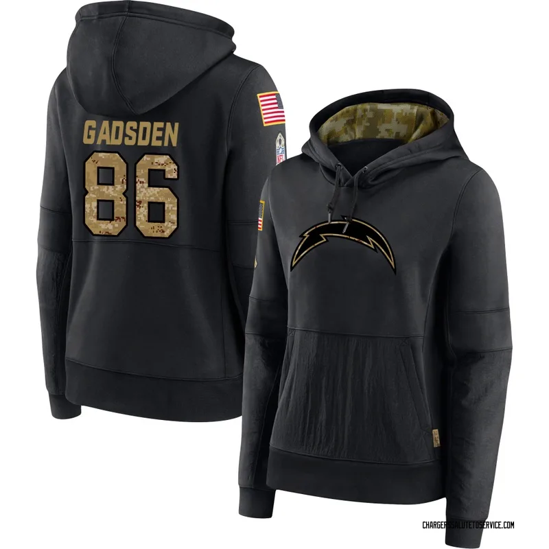 Women's Oronde Gadsden Los Angeles Chargers Black 2020 Salute to Service Sideline Performance Pullover Hoodie