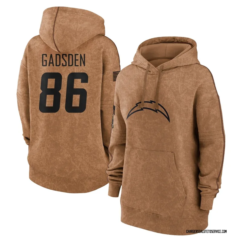 Women's Oronde Gadsden Los Angeles Chargers Brown 2023 Salute To Service Pullover Hoodie