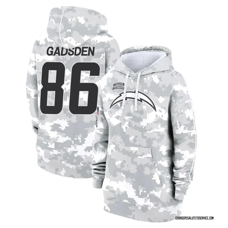 Women's Oronde Gadsden Los Angeles Chargers Camo Arctic 2024 Salute to Service Club Fleece Pullover Hoodie