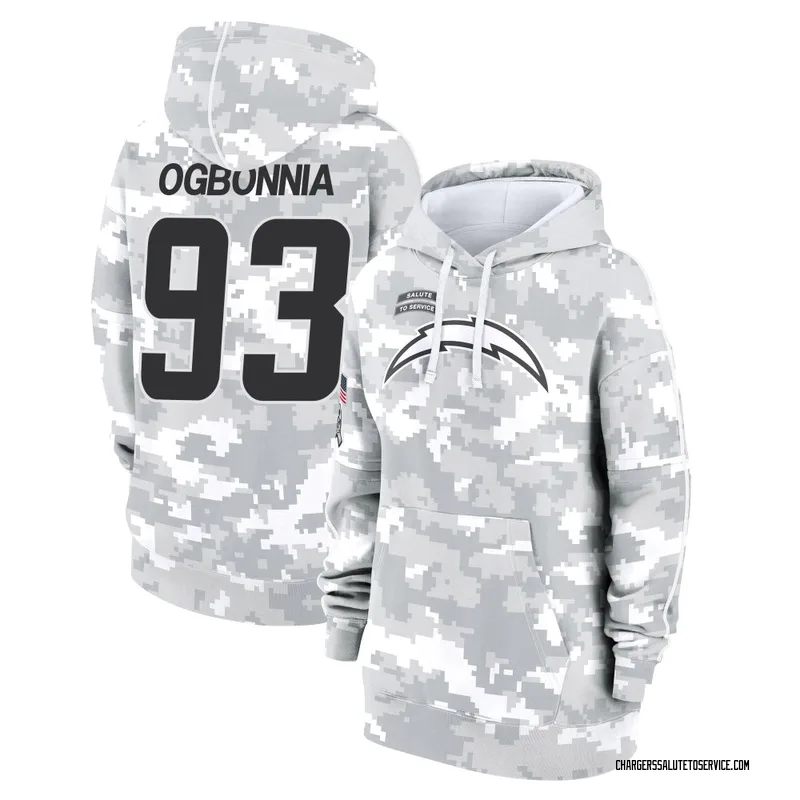 Women's Otito Ogbonnia Los Angeles Chargers Camo Arctic 2024 Salute to Service Club Fleece Pullover Hoodie