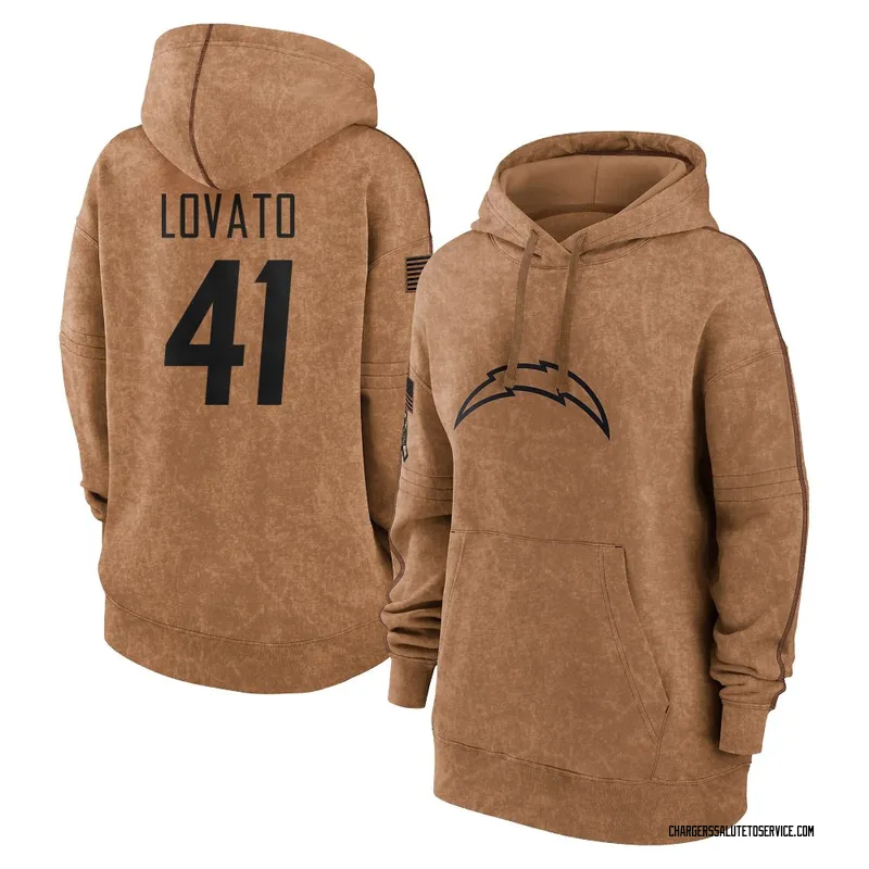 Women's Rick Lovato Los Angeles Chargers Brown 2023 Salute To Service Pullover Hoodie