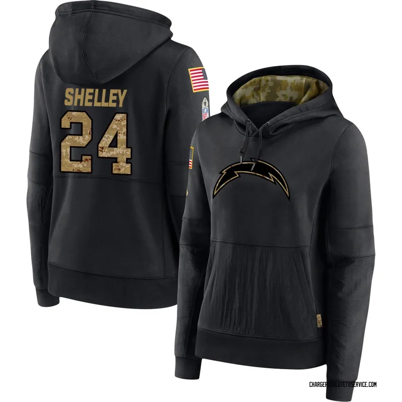 Women's Rodney Shelley Los Angeles Chargers Black 2020 Salute to Service Sideline Performance Pullover Hoodie