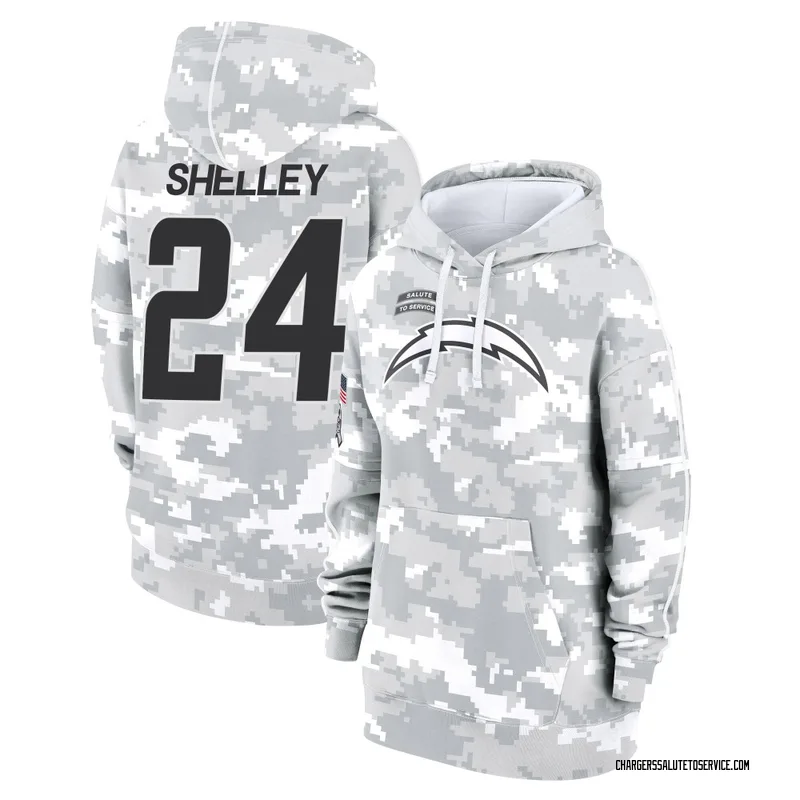 Women's Rodney Shelley Los Angeles Chargers Camo Arctic 2024 Salute to Service Club Fleece Pullover Hoodie