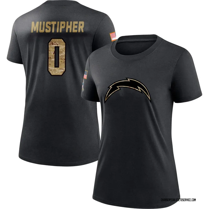 Women's Sam Mustipher Los Angeles Chargers Black 2020 Salute To Service Performance T-Shirt