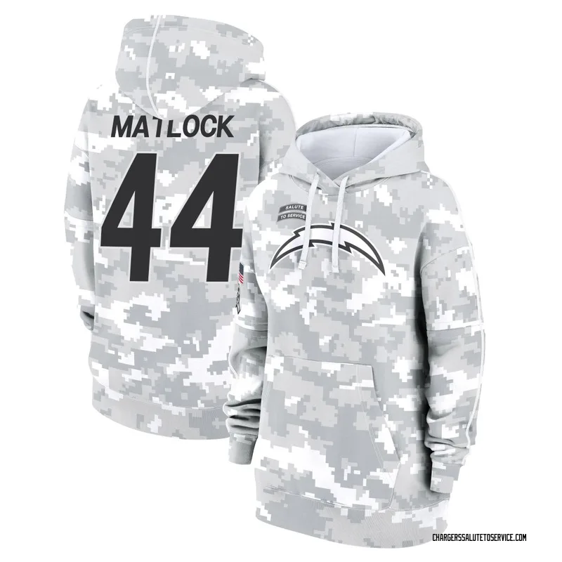 Women's Scott Matlock Los Angeles Chargers Camo Arctic 2024 Salute to Service Club Fleece Pullover Hoodie