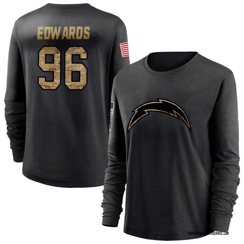 Women's TeRah Edwards Los Angeles Chargers Black 2020 Salute To Service Sideline Performance Long Sleeve T-Shirt